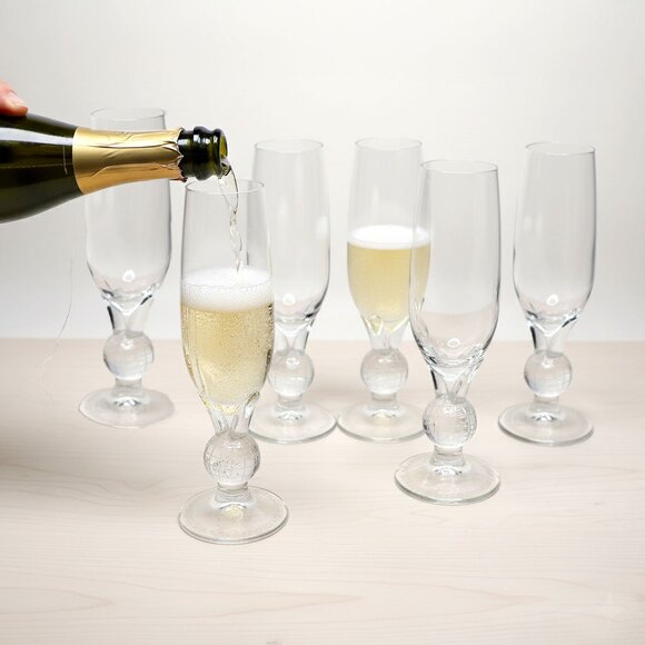 Vintage Nouvo Official Champagne Flute Glasses of The Third Millennium Y2k Globe - Picture 14 of 14